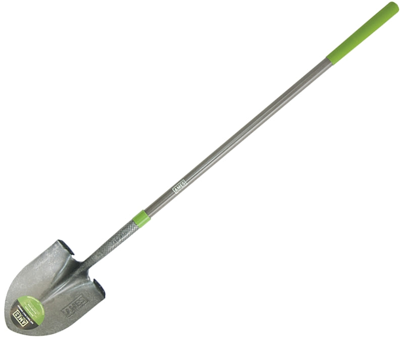 AMES Ames 25332100 Shovel with Crimp Collar, 8-3/4 in W Blade, Steel Blade, Fiberglass Handle, Long Handle, 48 in L Handle