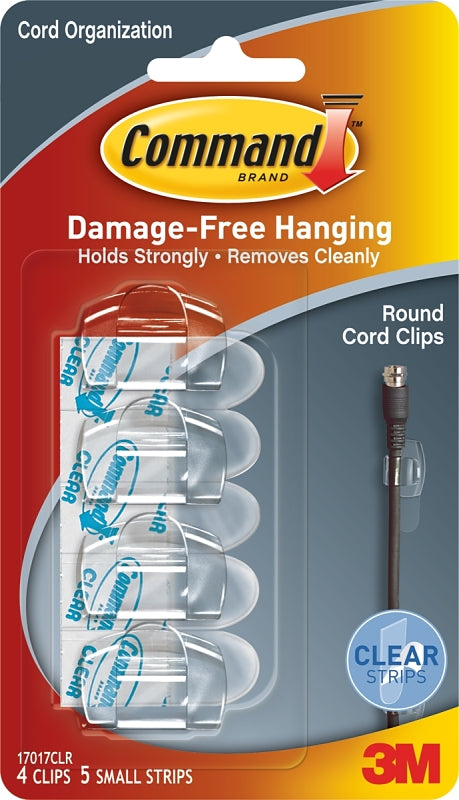 COMMAND Command 17017CLR Cord Clip, Plastic, Transparent