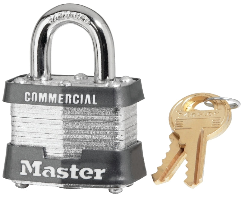 MASTER LOCK Master Lock 3KA 3210 Padlock, 1-9/16 in W Body, Key No: 3210, Keyed Alike Key, Open Shackle, 9/32 in Dia Shackle