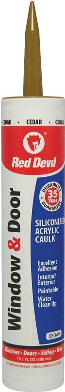 RED DEVIL Red Devil 084630 Siliconized Acrylic Caulk, Cedar, -20 to 180 deg F, 10.1 fl-oz Cartridge