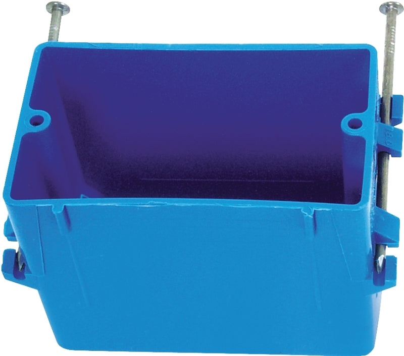 CARLON Carlon B118A Outlet Box, 18 cu-in, 1-Gang, 4-Knockout, PVC, Blue, Captive Nail ELECTRICAL CARLON