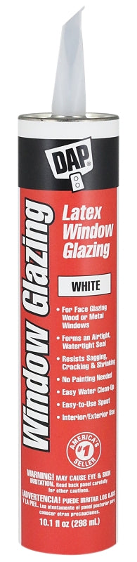 DAP DAP 12108 Latex Window Glazing, Paste, Slight, White, 10.1 fl-oz Cartridge