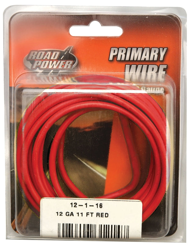 COLEMAN CABLE Road Power 55671533/12-1-16 Electrical Wire, 12 AWG Wire, 25/60 V, Copper Conductor, Red Sheath, 11 ft L AUTOMOTIVE COLEMAN CABLE