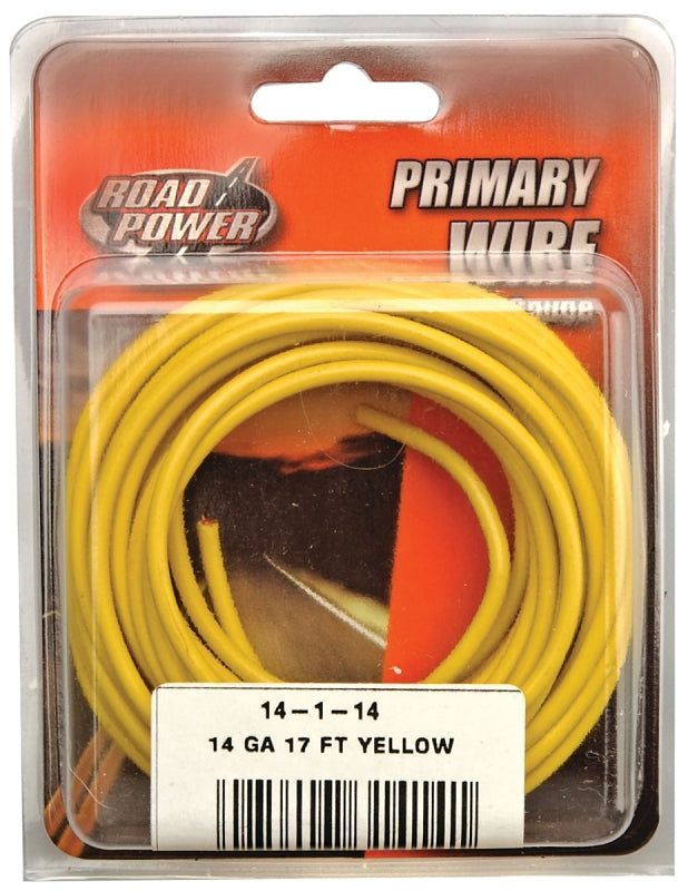COLEMAN CABLE Road Power 55670833/14-1-14 Electrical Wire, 14 AWG Wire, 25/60 V, Copper Conductor, Yellow Sheath, 17 ft L AUTOMOTIVE COLEMAN CABLE