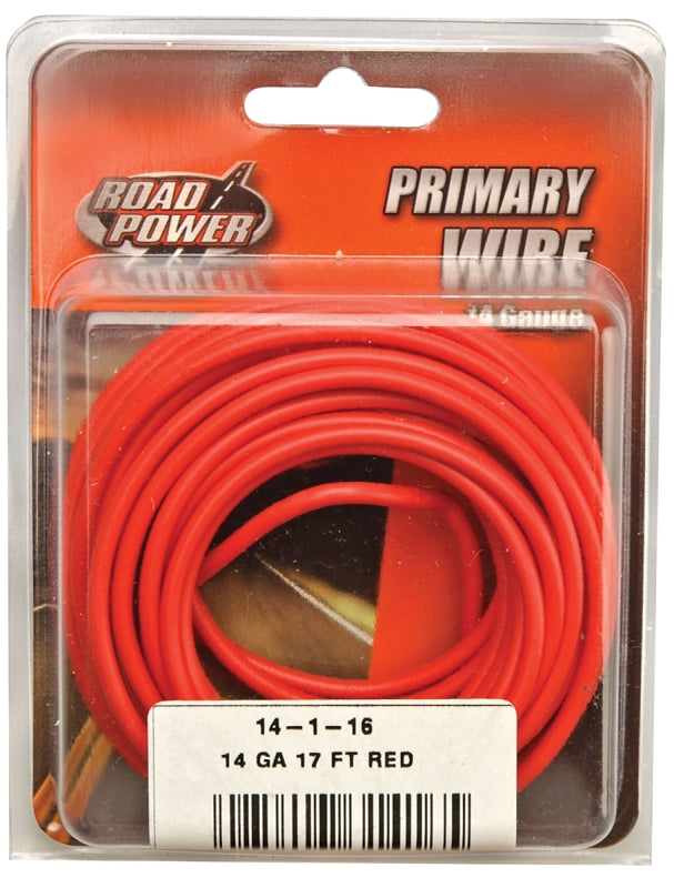 COLEMAN CABLE Road Power 55669133/14-1-16 Electrical Wire, 14 AWG Wire, 25/60 V, Copper Conductor, Red Sheath, 17 ft L AUTOMOTIVE COLEMAN CABLE