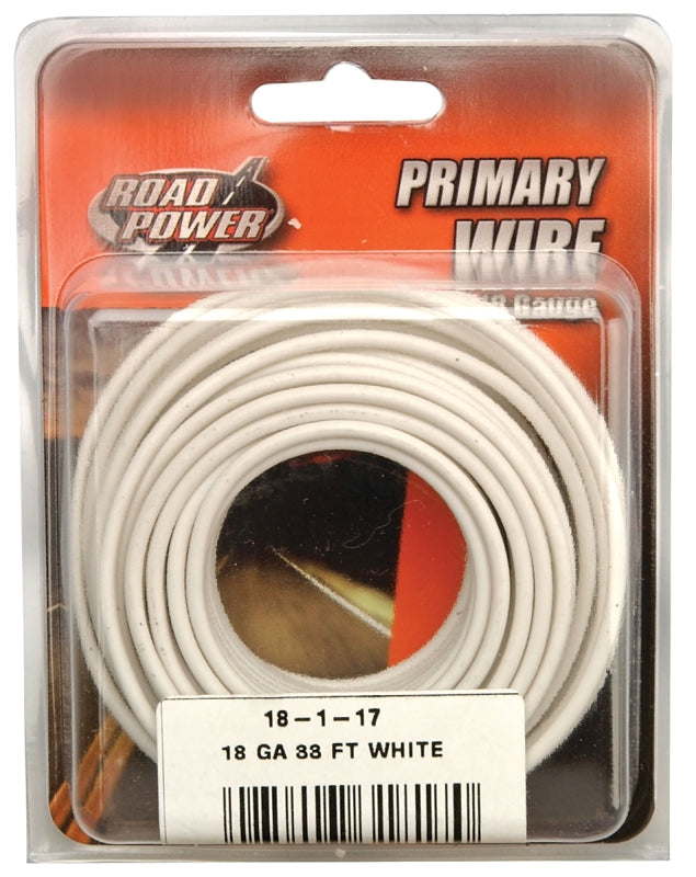 COLEMAN CABLE Road Power 55667233/18-1-17 Electrical Wire, 18 AWG Wire, 25/60 VAC/VDC, Copper Conductor, White Sheath, 33 ft L AUTOMOTIVE COLEMAN CABLE
