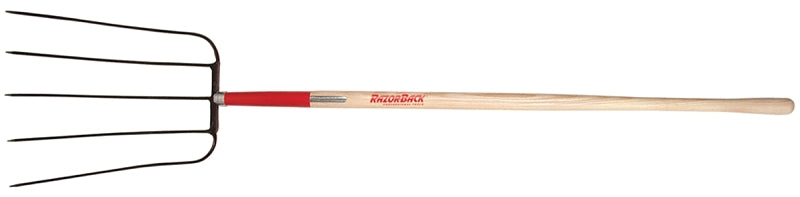 RAZOR-BACK Razor-Back 73141 Barley Fork, Oval Tine, Steel Tine, Wood Handle, Straight Handle, 63-1/2 in L Handle
