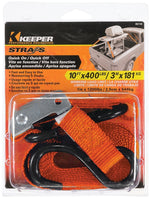 KEEPER Keeper 05110 Tie-Down, 1 in W, 10 ft L, Nylon, Orange, 400 lb, S-Hook End Fitting AUTOMOTIVE KEEPER