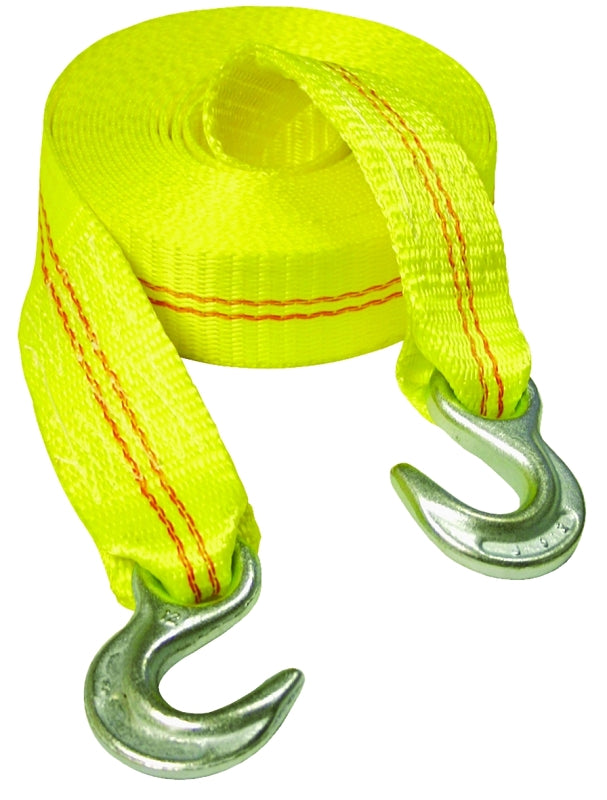 KEEPER Keeper 02825 Emergency Tow Strap, 12,000 lb, 2 in W, 25 ft L, Hook End, Yellow AUTOMOTIVE KEEPER
