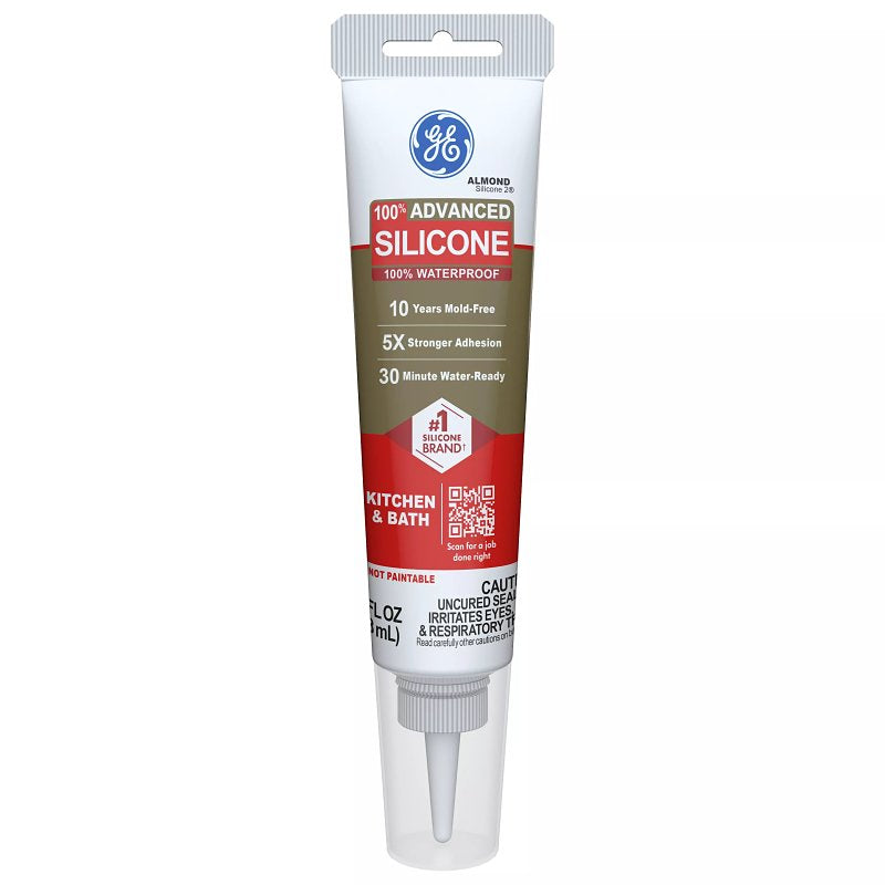 HENKEL CONSUMER ADHESIVES GE Advanced Silicone 2 2816708 Kitchen & Bath Sealant, Almond, 24 hr Curing, 2.8 fl-oz Squeeze Tube PAINT HENKEL CONSUMER ADHESIVES