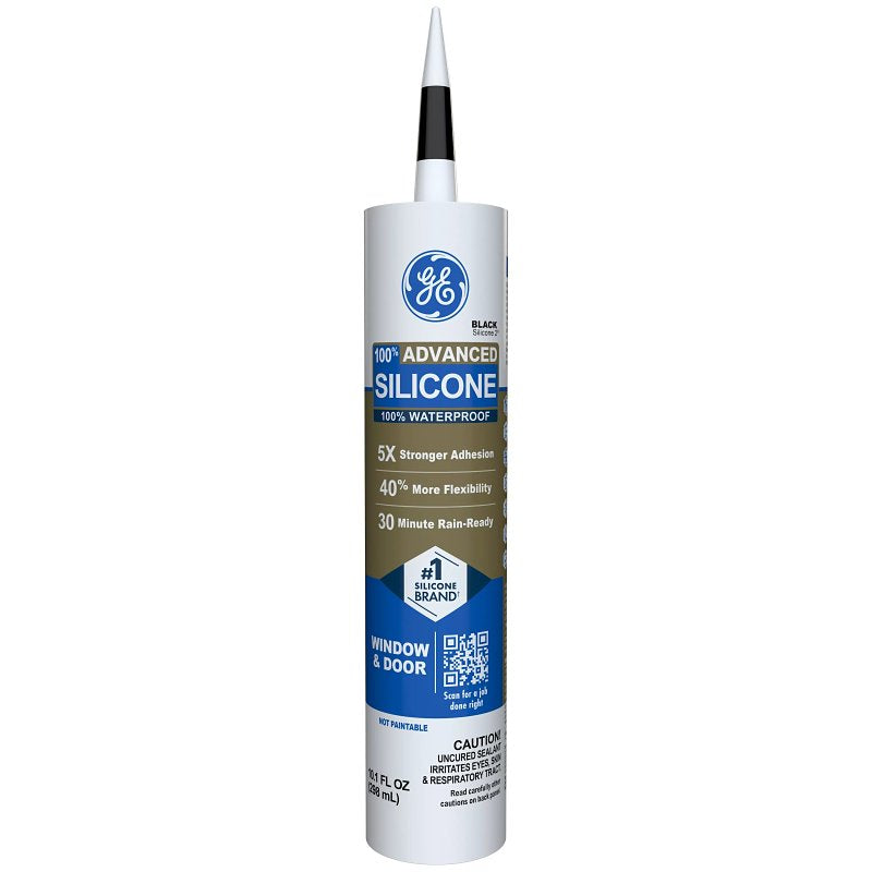 HENKEL CONSUMER ADHESIVES GE Advanced Silicone 2 2813670 Window & Door Sealant, Black, 24 hr Curing, 10.1 fl-oz Cartridge PAINT HENKEL CONSUMER ADHESIVES