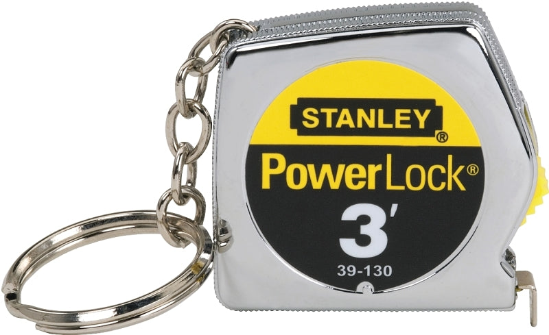 STANLEY STANLEY 39-130 Measuring Tape, 3 ft L Blade, 1/4 in W Blade, Steel Blade, ABS Case, Chrome Case