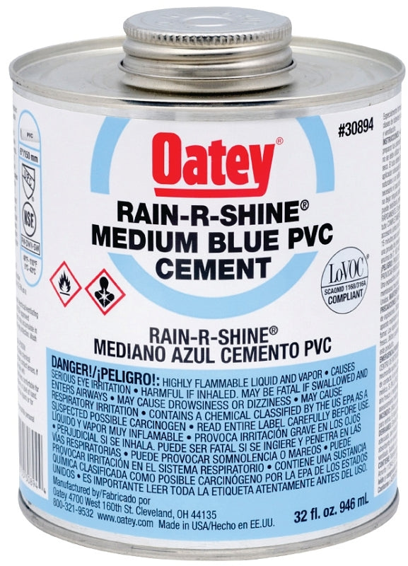 OATEY Oatey 30894 Solvent Cement, 32 oz Can, Liquid, Blue
