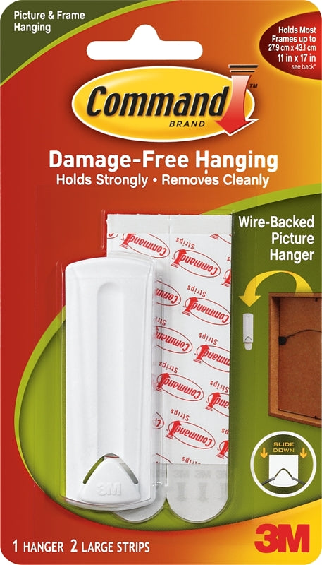 COMMAND Command 17041 Picture Hanger, 5 lb, Plastic, White, Adhesive Strip, 3 in L x 1 in W x 1/4 in H, 1/PK HARDWARE & FARM SUPPLIES COMMAND