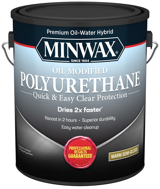 MINWAX Minwax 710320000 Polyurethane, Water Base, Clear, Semi-Gloss, Liquid, 1 gal Can