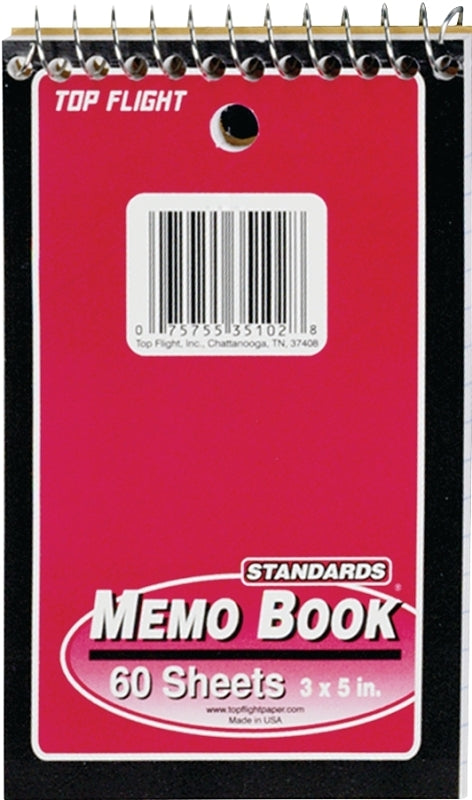 TOP FLIGHT Top Flight MB-17 Series 4610618 Narrow Rule Notebook, 5 x 3 in Sheet, 60-Sheet, Wire Binding
