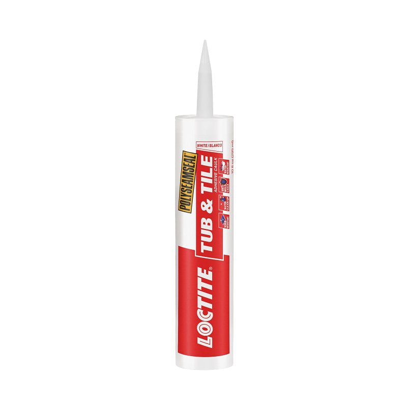 LOCTITE Loctite 2-In-1 2154739 Tub and Tile Adhesive Caulk, White, 20 to 170 deg F, 10 oz Cartridge PAINT LOCTITE
