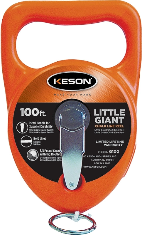 KESON LLC Keson G100 Chalk Line Reel, 12 oz Chalk Capacity, 100 ft L Line