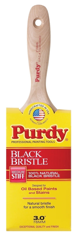 PURDY Purdy 400030 Wall Brush, Natural Black, Hardwood Handle, 3 in W, China Bristle, Beaver Tail Handle PAINT PURDY