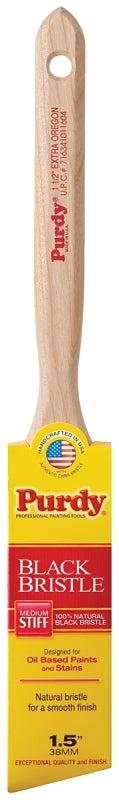 PURDY Purdy Black Bristle Extra Oregon 144116015 Angular Trim Brush, 1-1/2 in W, 2-3/8 in L Bristle, China Hair Bristle PAINT PURDY