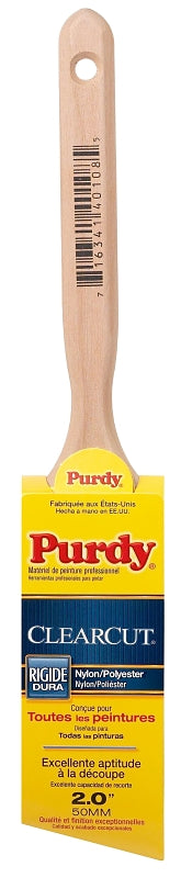 PURDY Purdy 144152120 Paint Brush, 2 in W, Angular Brush, 2-11/16 in L Bristle, Nylon/Polyester Bristle, Fluted Handle PAINT PURDY