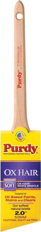 PURDY Purdy Ox-O-Angular 144296020 Angular Trim Brush, 2 in W, 2-1/8 in L Bristle, Ox Hair Bristle, Rat Tail Handle PAINT PURDY