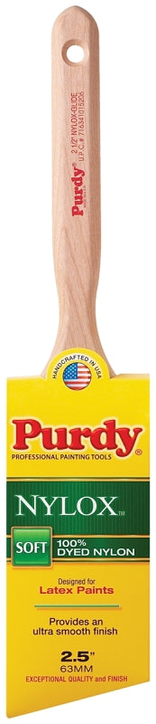 PURDY Purdy 144152225 Paint Brush, 2-1/2 in W, Angular Brush, 2-15/16 in L Bristle, Nylon Bristle, Fluted Handle PAINT PURDY
