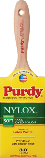 PURDY Purdy 380230 Trim Brush, Natural Hardwood Handle, 3 in W, Nylon Bristle, Beaver Tail Handle PAINT PURDY