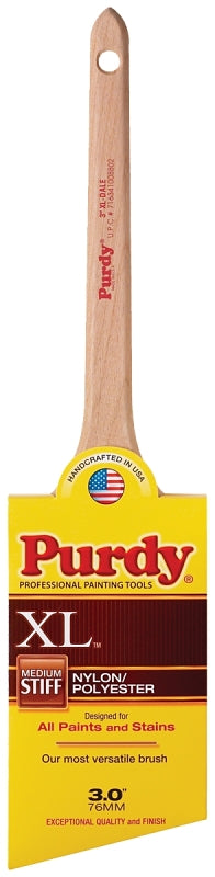 PURDY Purdy 144080330 Paint Brush, 3 in W, Angular Brush, 2-15/16 in L Bristle, Nylon/Polyester Bristle, Rat Tail Handle PAINT PURDY
