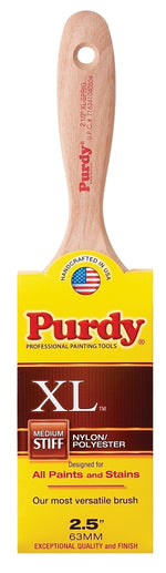 PURDY Purdy 144380325 Paint Brush, 2-1/2 in W, Flat Brush, 2-15/16 in L Bristle, Nylon/Polyester Bristle, Beaver Tail Handle PAINT PURDY