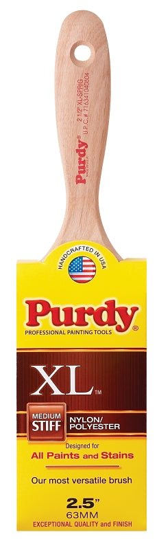 PURDY Purdy 144380325 Paint Brush, 2-1/2 in W, Flat Brush, 2-15/16 in L Bristle, Nylon/Polyester Bristle, Beaver Tail Handle PAINT PURDY
