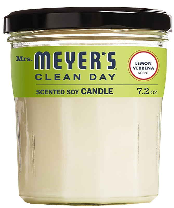 MRS MEYERS Mrs. Meyer's 42116 Soy Candle, Lemon Verbena Fragrance, 35 hr Burning, White Candle