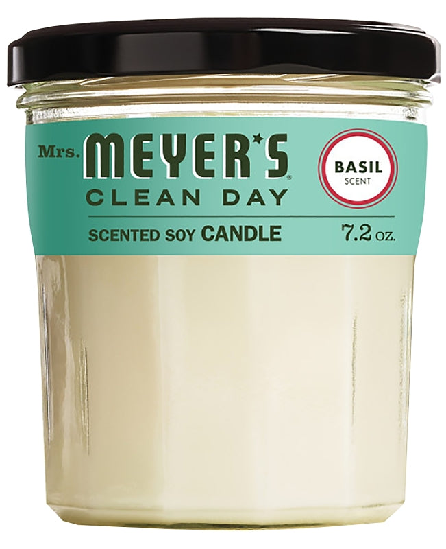 MRS MEYERS Mrs. Meyer's 44116 Soy Candle, Basil Scent Fragrance, 35 hr Burning, Creamy Candle