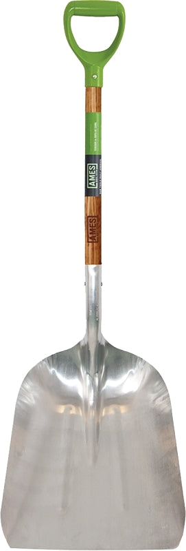 AMES Ames 2672100 Scoop Shovel, 15 in W Blade, 11-1/4 in L Blade, Aluminum Blade, Hardwood Handle, D-Shaped Handle