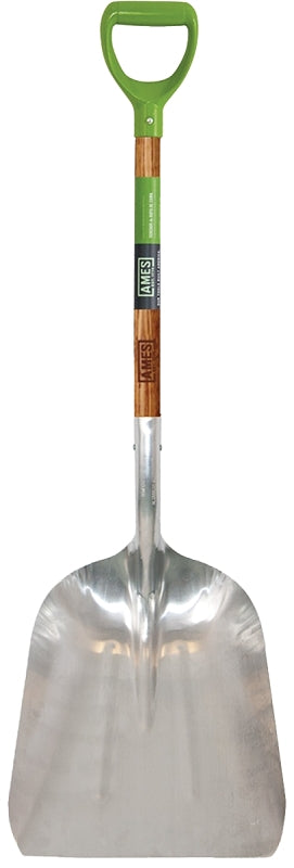 AMES Ames 2672300 Scoop Shovel, 14-1/2 in W Blade, 10 in L Blade, Aluminum Blade, Hardwood Handle, D-Shaped Handle