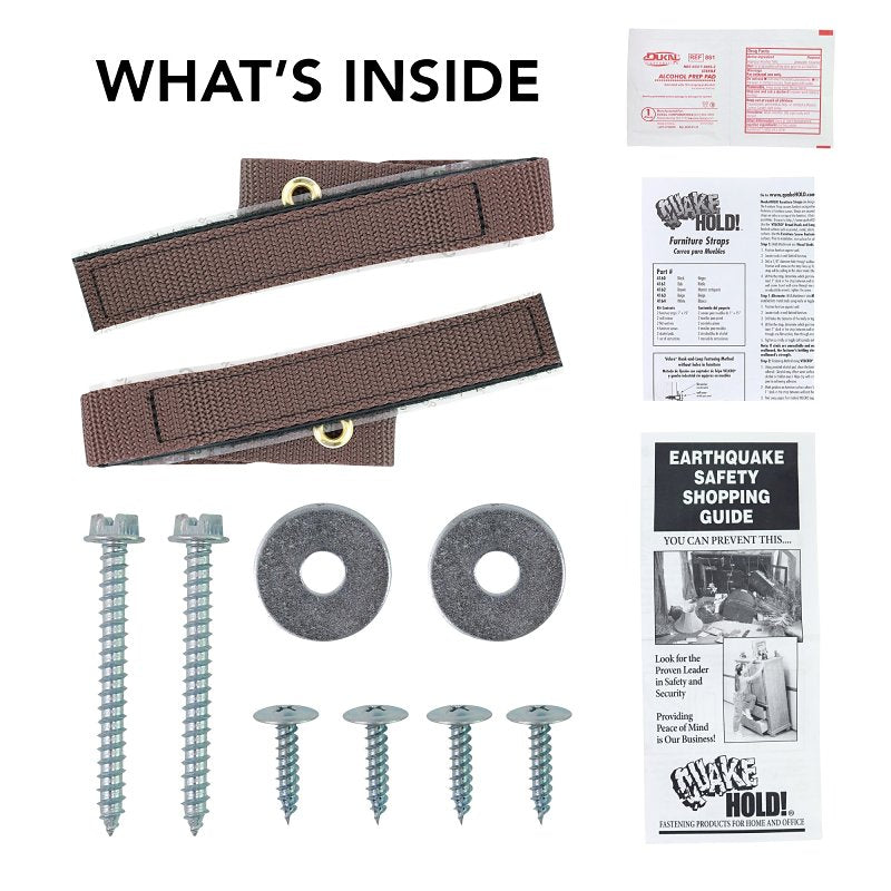 READY AMERICA QuakeHold 4162 Furniture Strap, Nylon Strap, Antique Brown Strap