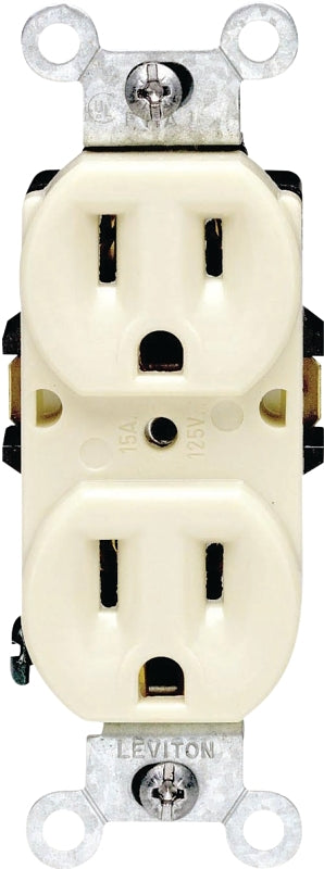 LEVITON Leviton 001-T5248-ICP Duplex Receptacle, 2 -Pole, 15 A, 125 V, Push-In Wiring, NEMA: 5-15R, Ivory ELECTRICAL LEVITON