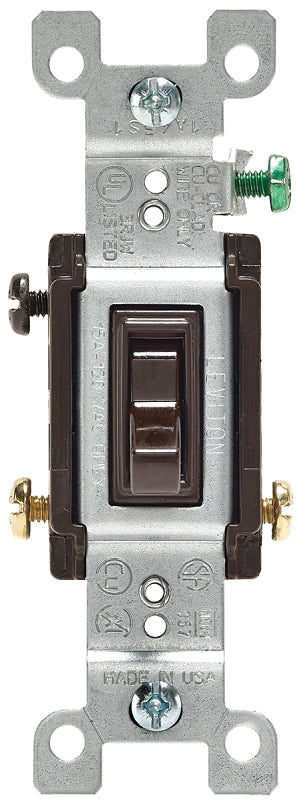 LEVITON Leviton 1453-2 Switch, 15 A, 120 V, 3 -Position, Push-In Terminal, Thermoplastic Housing Material, Brown ELECTRICAL LEVITON