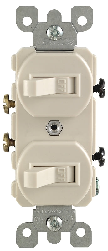 LEVITON Leviton R56-05224-2TS Combination Switch, 1 -Pole, 15 A, 120/277 V, Wall Mounting, Light Almond ELECTRICAL LEVITON