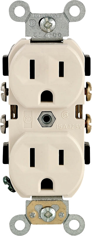 LEVITON Leviton S06-0CR15-0TS Duplex Receptacle, 2 -Pole, 15 A, 125 V, Side Wiring, NEMA: 5-15R, Light Almond ELECTRICAL LEVITON