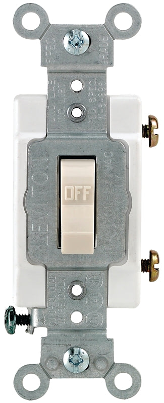 LEVITON Leviton S06-CS115-2TS Switch, 15 A, 120/277 V, Push-In Terminal, Thermoplastic Housing Material, Light Almond ELECTRICAL LEVITON