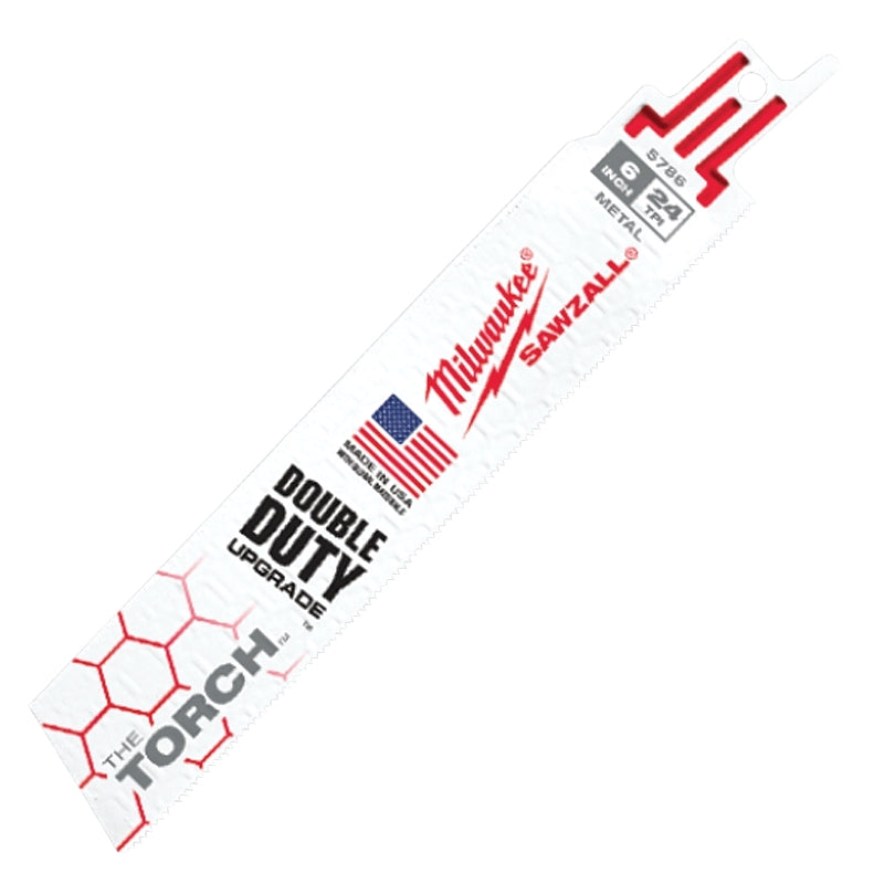 MILWAUKEE Milwaukee The Torch 48-00-5786 Reciprocating Saw Blade, 1 in W, 6 in L, 24 TPI, Bi-Metal Cutting Edge TOOLS MILWAUKEE