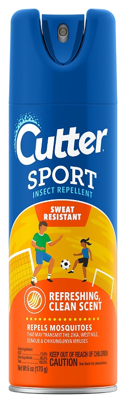 CUTTER Cutter SPORT HG-96253 Insect Repellent, 6 oz Aerosol Can, Liquid, Light Yellow/Water White, Ethanol LAWN & GARDEN CUTTER