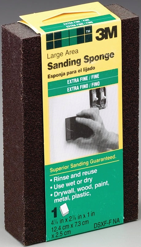 3M 3M DSXF-F Sanding Sponge, 2-7/8 in L, 4-7/8 in W, Extra Fine, Fine, Aluminum Oxide Abrasive PAINT 3M