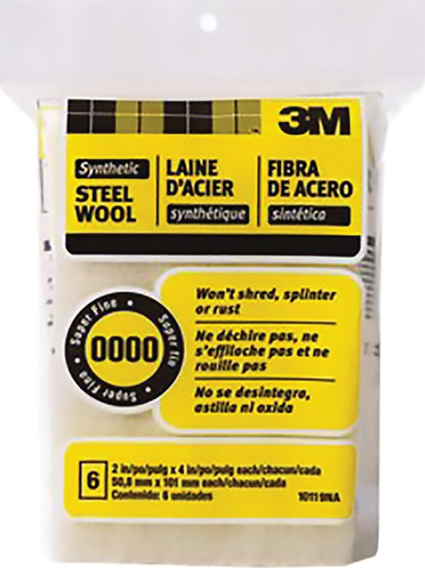 3M 3M 10119NA Steel Wool, 4 in L, 5-1/4 in W, #0000 Grit, Super Fine PAINT 3M