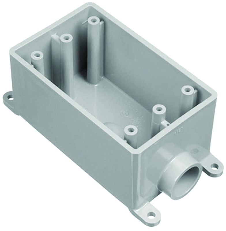 CARLON Carlon E980FFN-CTN Outlet Box with 1 in Hub, 4.54 in L, 2.8 in W, 1 -Gang, PVC, Gray