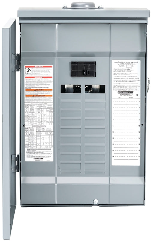 SQUARE D Square D HOM2040M100PRB Load Center, 40 -Pole, 100 A, 20 -Space, Plug-On Neutral, NEMA 3R Enclosure, Plug Mounting