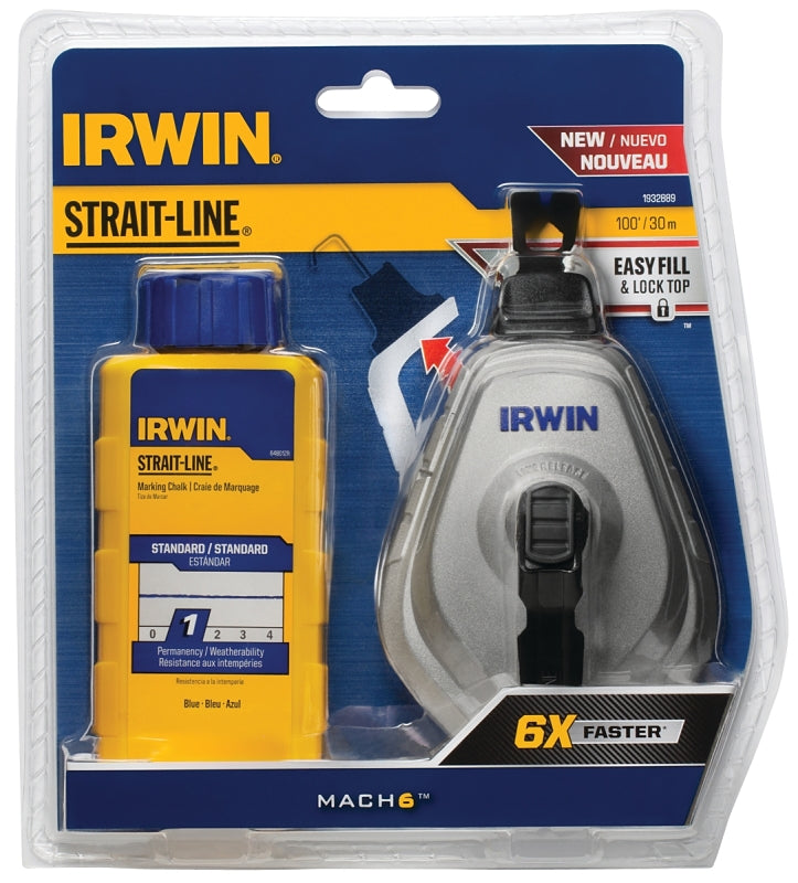 IRWIN Irwin 1932889 Chalk Reel, 8 oz Chalk Capacity, 100 ft L Line, 6:1 Gear Ratio TOOLS IRWIN