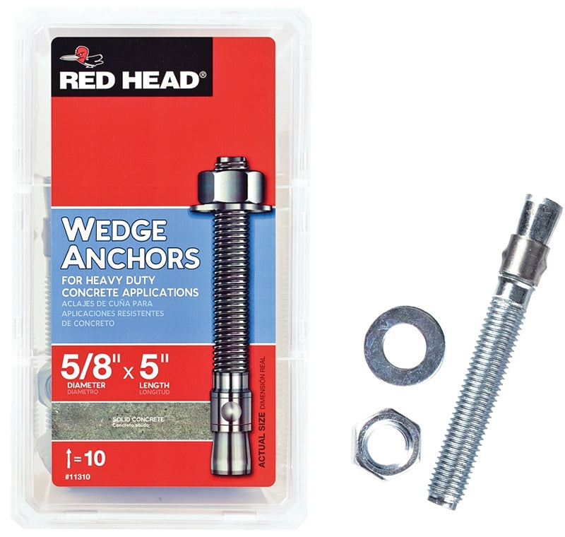RED HEAD Red Head TruBolt 12310 Wedge Anchor, 5/8 in Dia, 5 in OAL