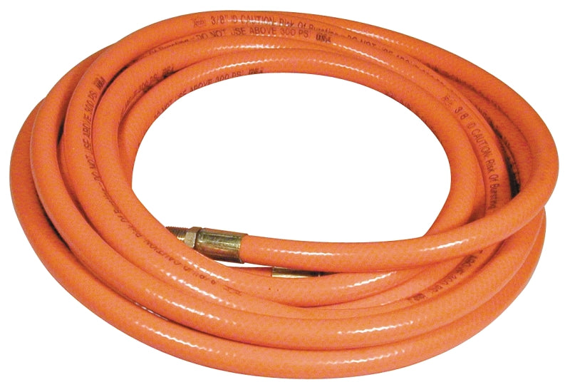 AMFLO Amflo 576-25A Air Hose, 3/8 in OD, 25 ft L, MNPT, 300 psi Pressure, PVC, Orange